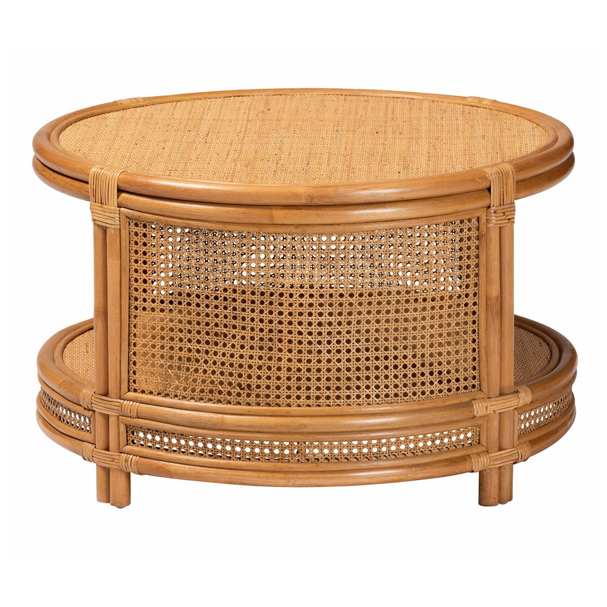 Modern European furniture - Round 2 Tier Rattan Coffee Table - www.oroa.com | Oroa.com