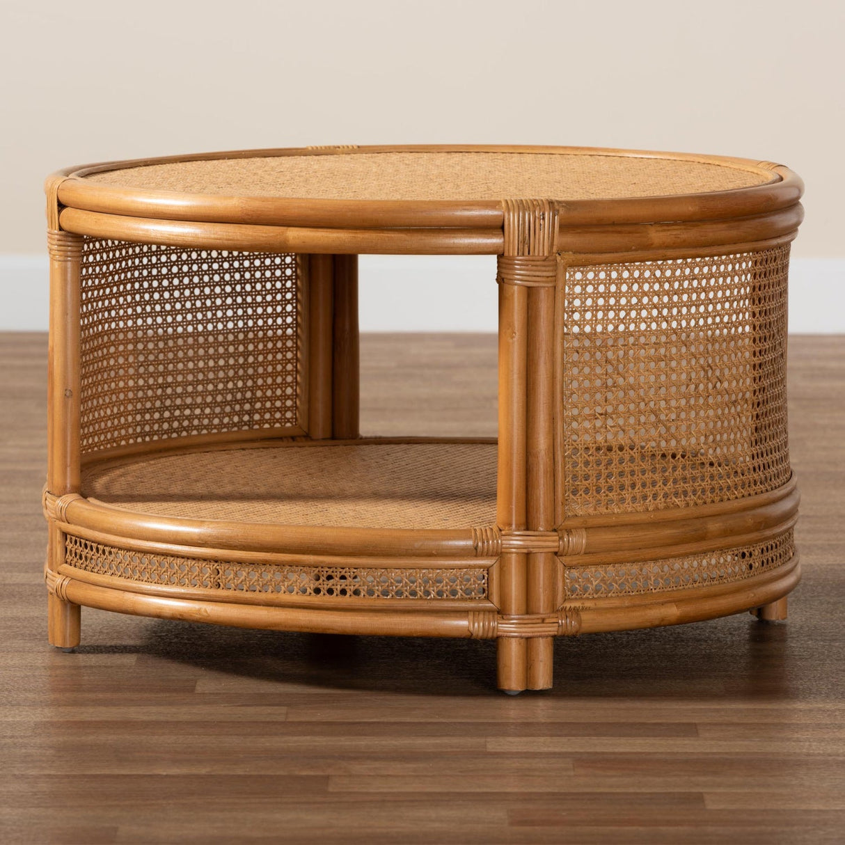 Modern European furniture - Round 2 Tier Rattan Coffee Table - www.oroa.com | Oroa.com