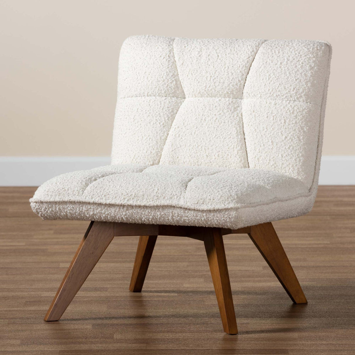 Modern European furniture - Cream Boucle Japandi Accent Chair - www.oroa.com