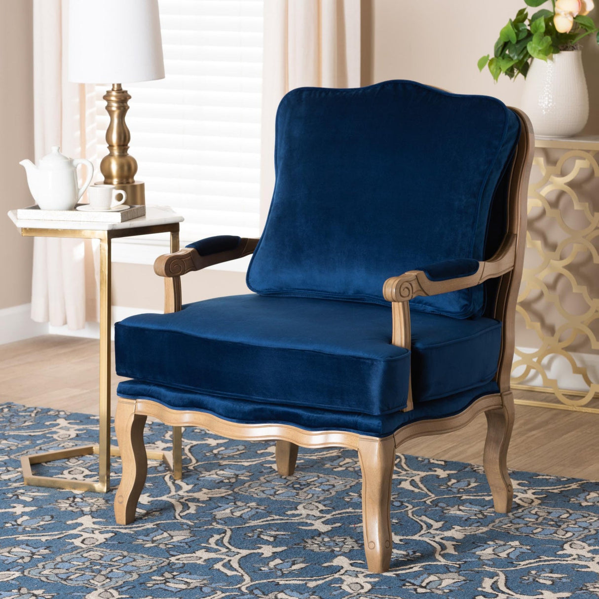 Modern European furniture - Blue Fabric Accent Chair - www.oroa.com