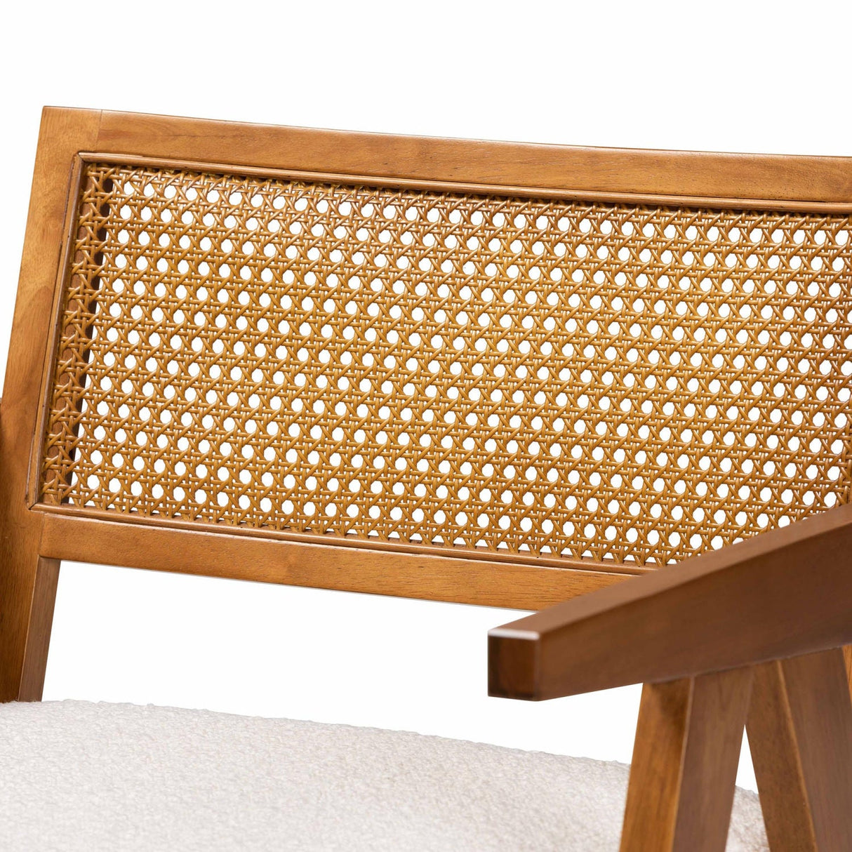 Modern European furniture - Japandi Cream Boucle Lounge Chair - www.oroa.com