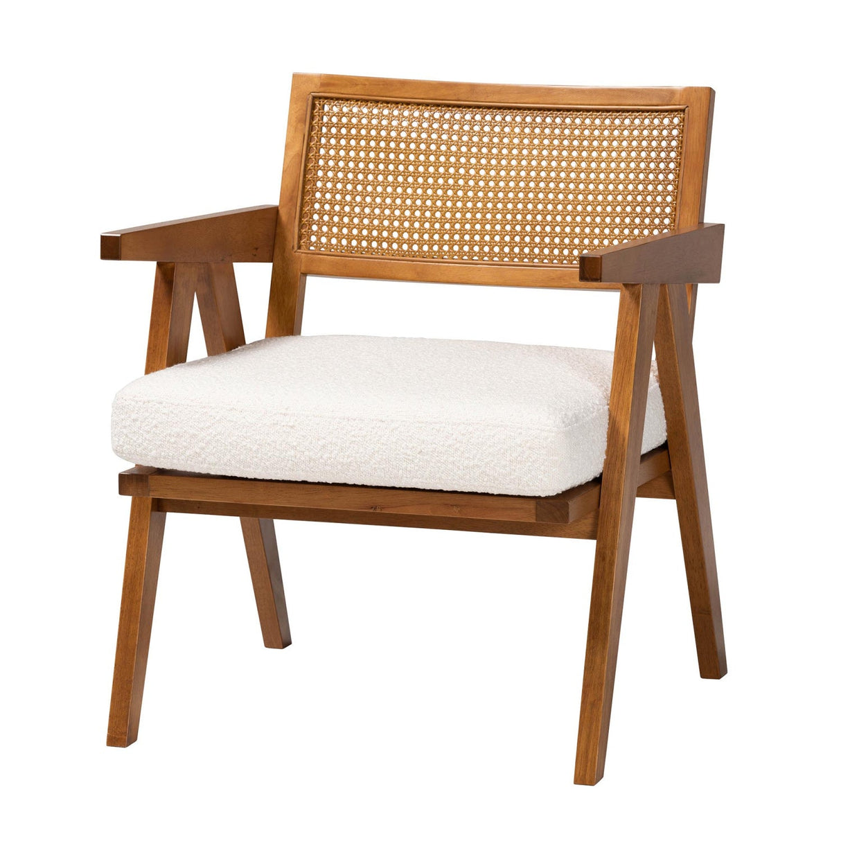 Modern European furniture - Japandi Cream Boucle Lounge Chair - www.oroa.com