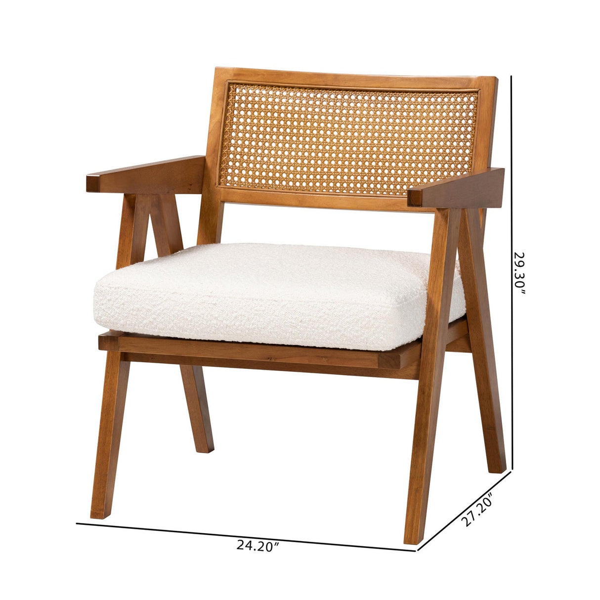 Modern European furniture - Japandi Cream Boucle Lounge Chair - www.oroa.com