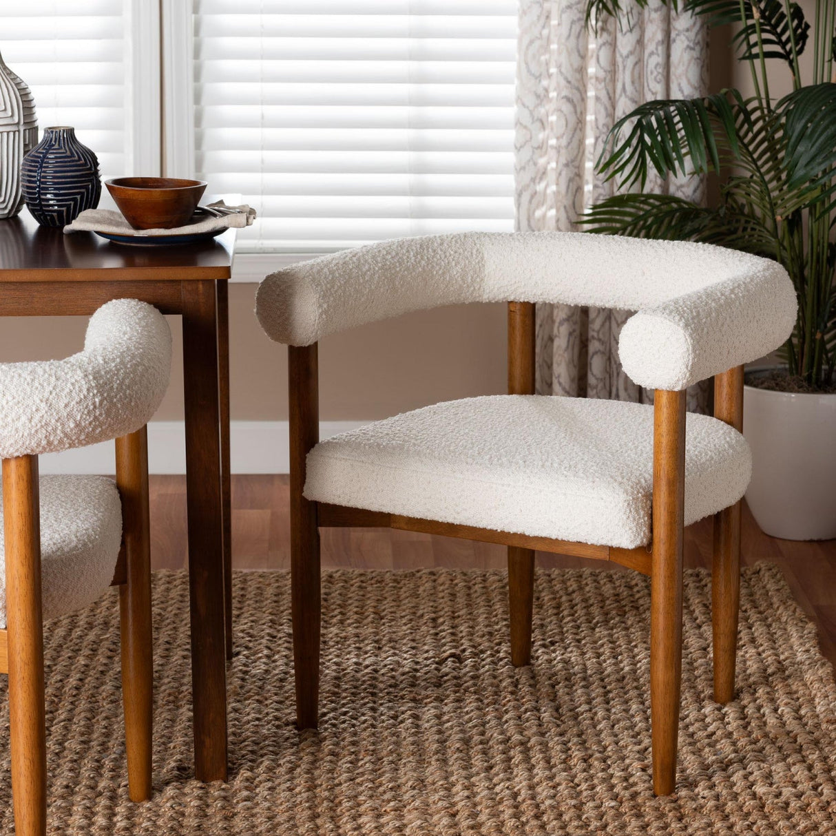 Modern European furniture - Cream Boucle Dining Chair - www.oroa.com