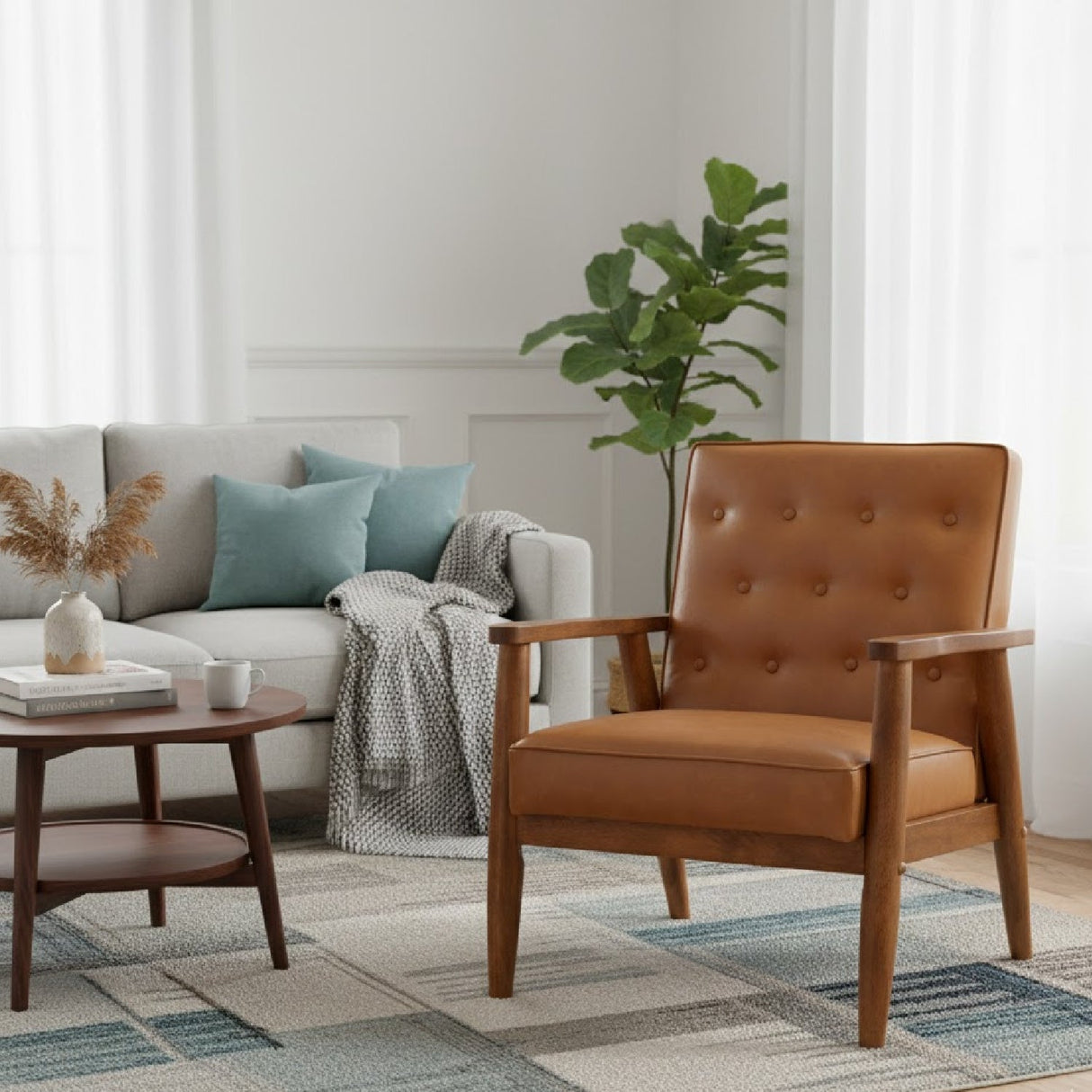 Button Tufted Lounge Chair | Bali Loom Sorrento | Oroa.com