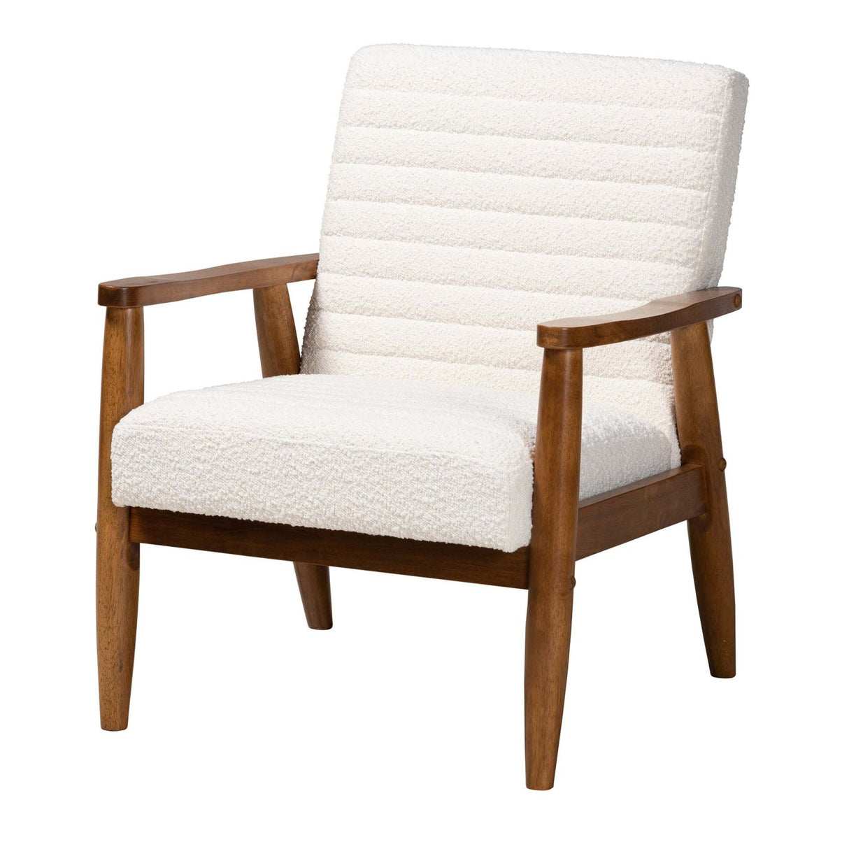 Modern European furniture - Channeled Cream Boucle Lounge Chair - www.oroa.com