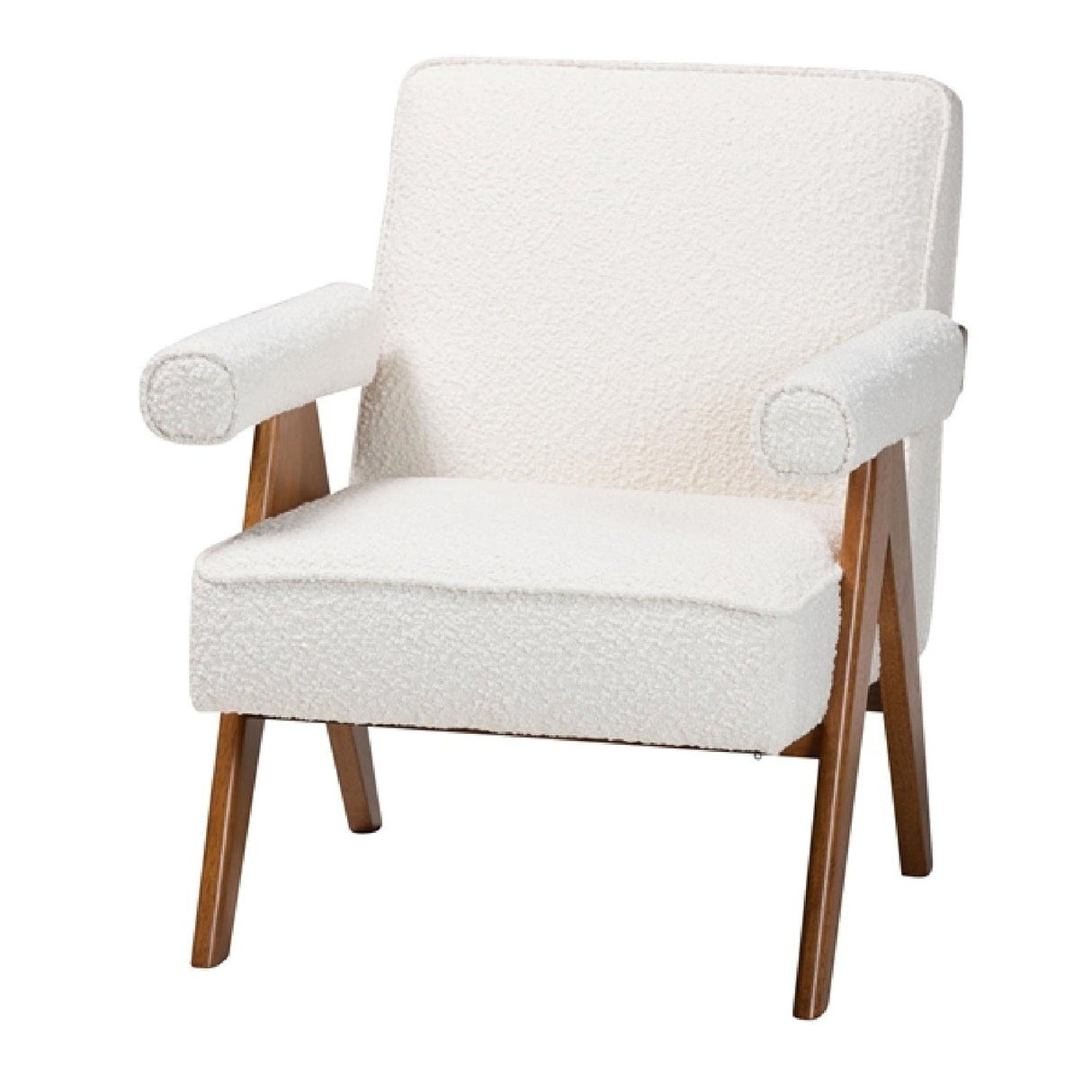 Modern European furniture - Cream Boucle Japandi Accent Armchair - www.oroa.com