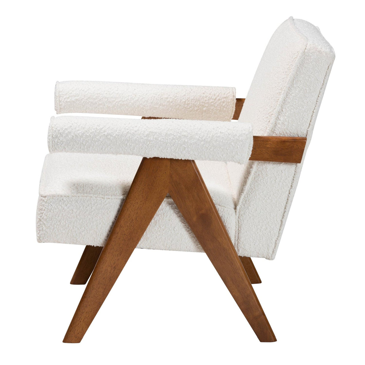 Modern European furniture - Cream Boucle Japandi Accent Armchair - www.oroa.com
