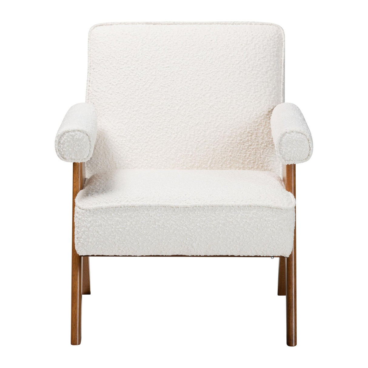 Modern European furniture - Cream Boucle Japandi Accent Armchair - www.oroa.com