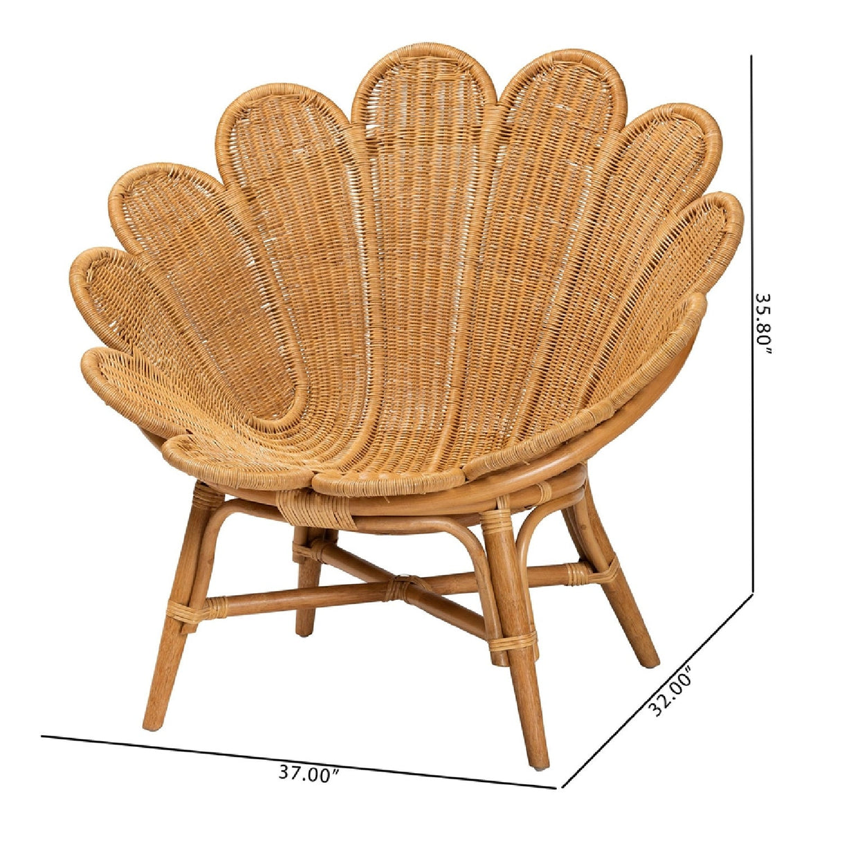Modern European furniture - Scalloped Rattan Boho Accent Chair - www.oroa.com