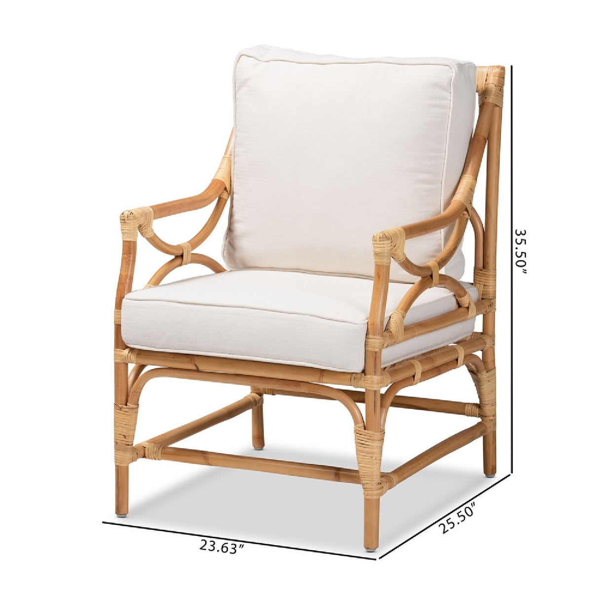 White Padded Rattan Accent Chair | Bali Loom Brandon | Oroa.com