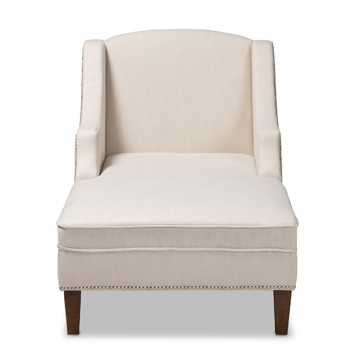 Modern European furniture - Beige Nailhead Trimmed Chaise Lounge - www.oroa.com