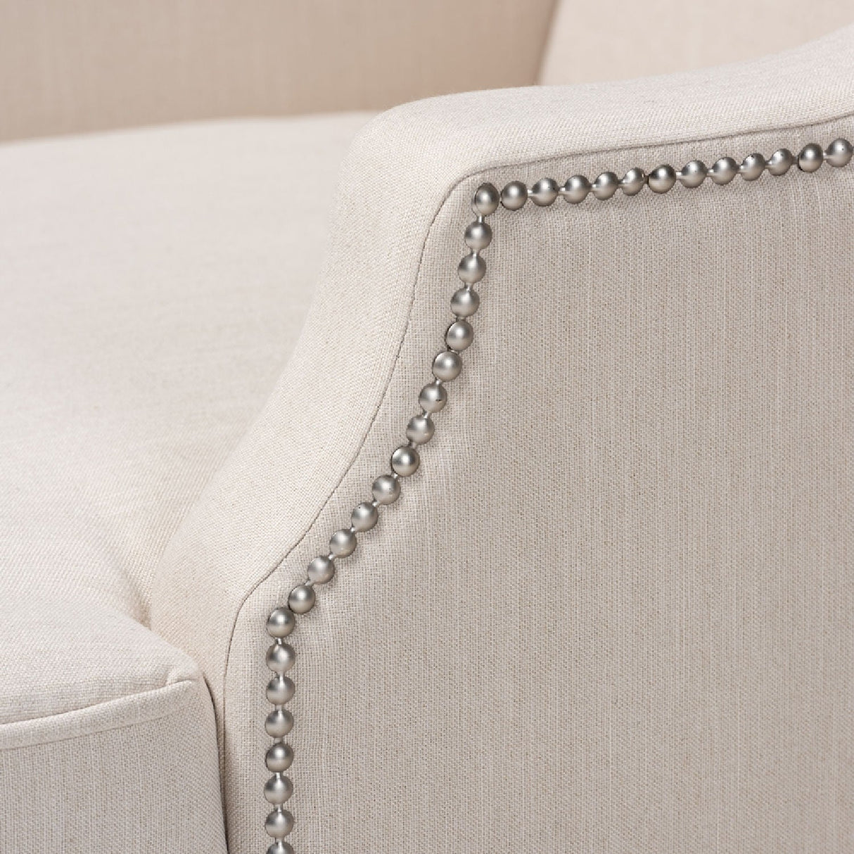 Modern European furniture - Beige Nailhead Trimmed Chaise Lounge - www.oroa.com