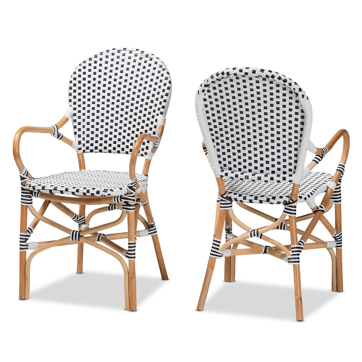 Modern European furniture - Indoor Outdoor Two Toned Weaving Bistro Chairs 2 - www.oroa.com