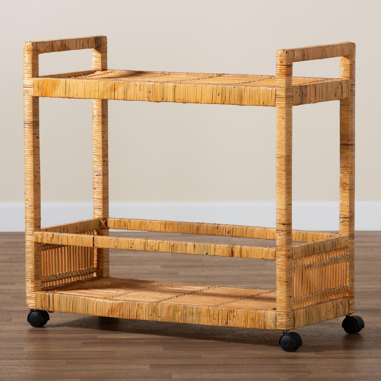 Modern European furniture - Rattan 2-Tier Kitchen Cart - www.oroa.com
