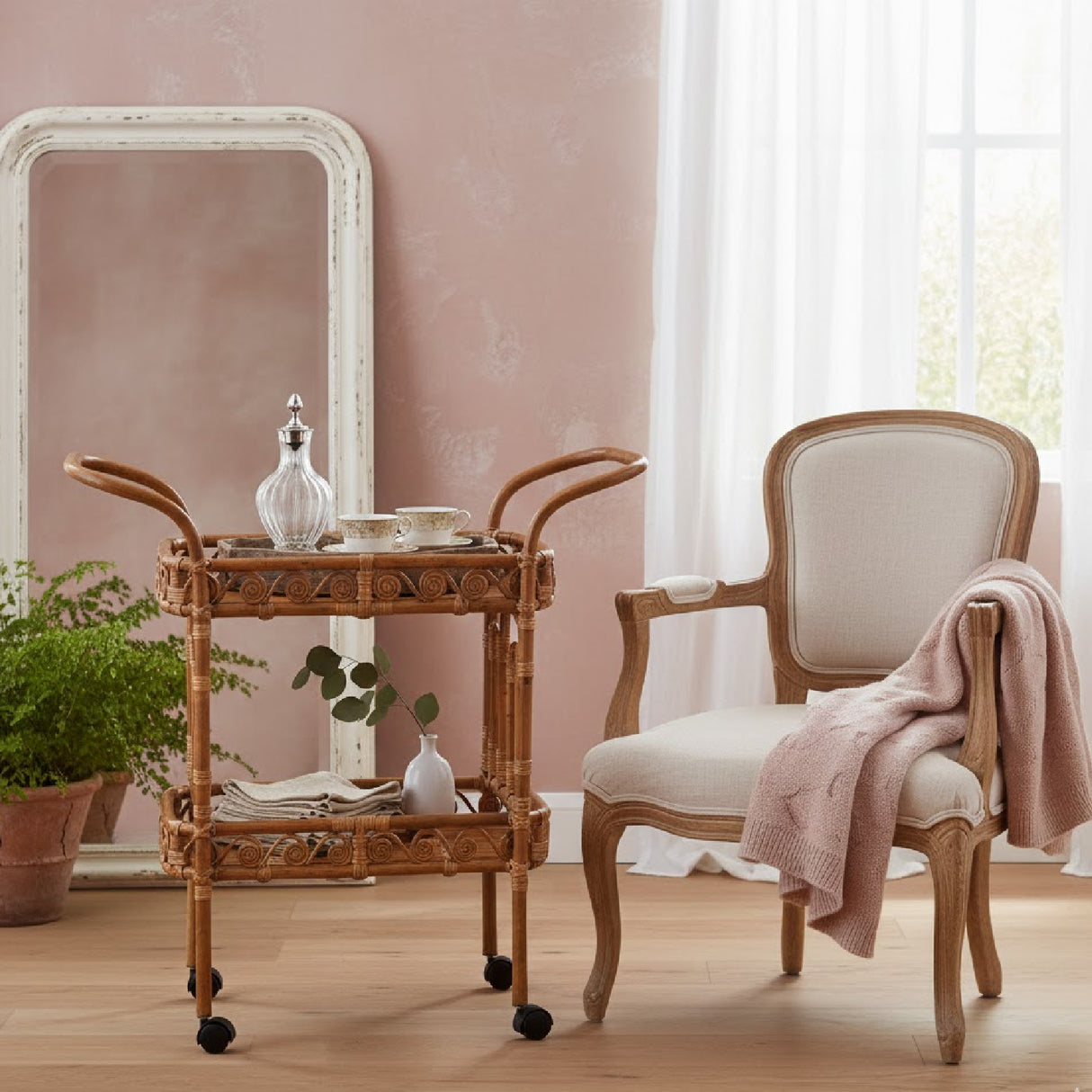 Modern European furniture - Natural Rattan Kitchen Cart - www.oroa.com