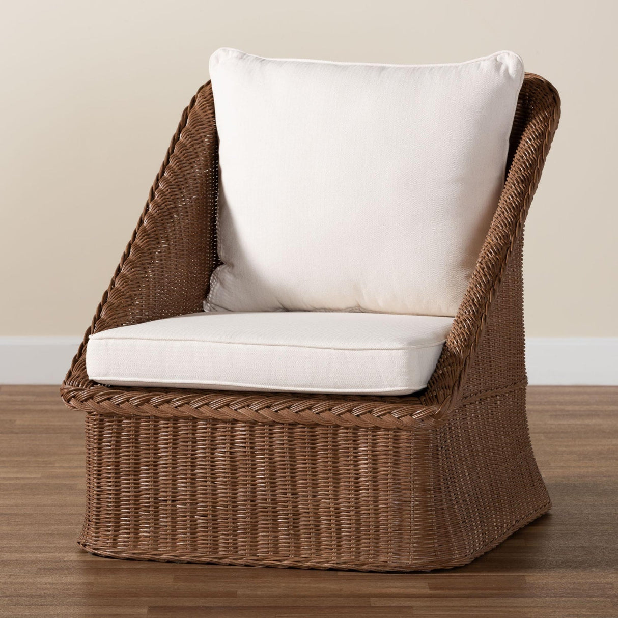 Modern European furniture - Brown Braided Rattan Accent Chair - www.oroa.com