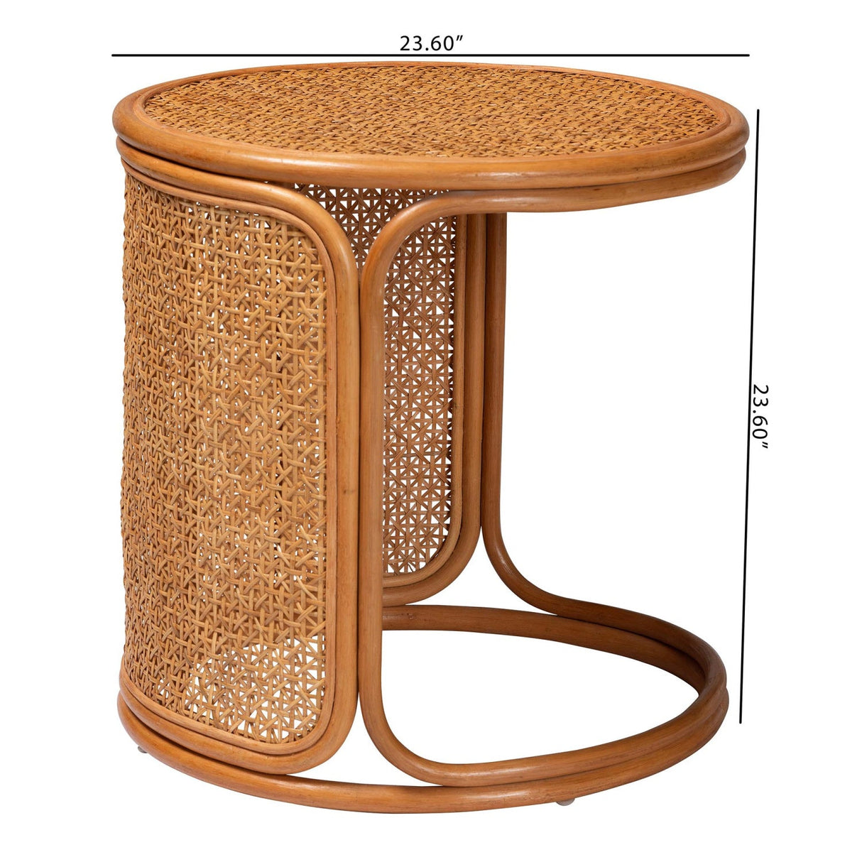 Woven Rattan Round End Table | Bali Loom Eldon | Oroa.com