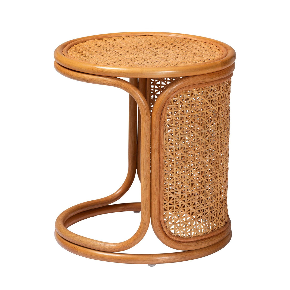 Woven Rattan Round End Table | Bali Loom Eldon | Oroa.com