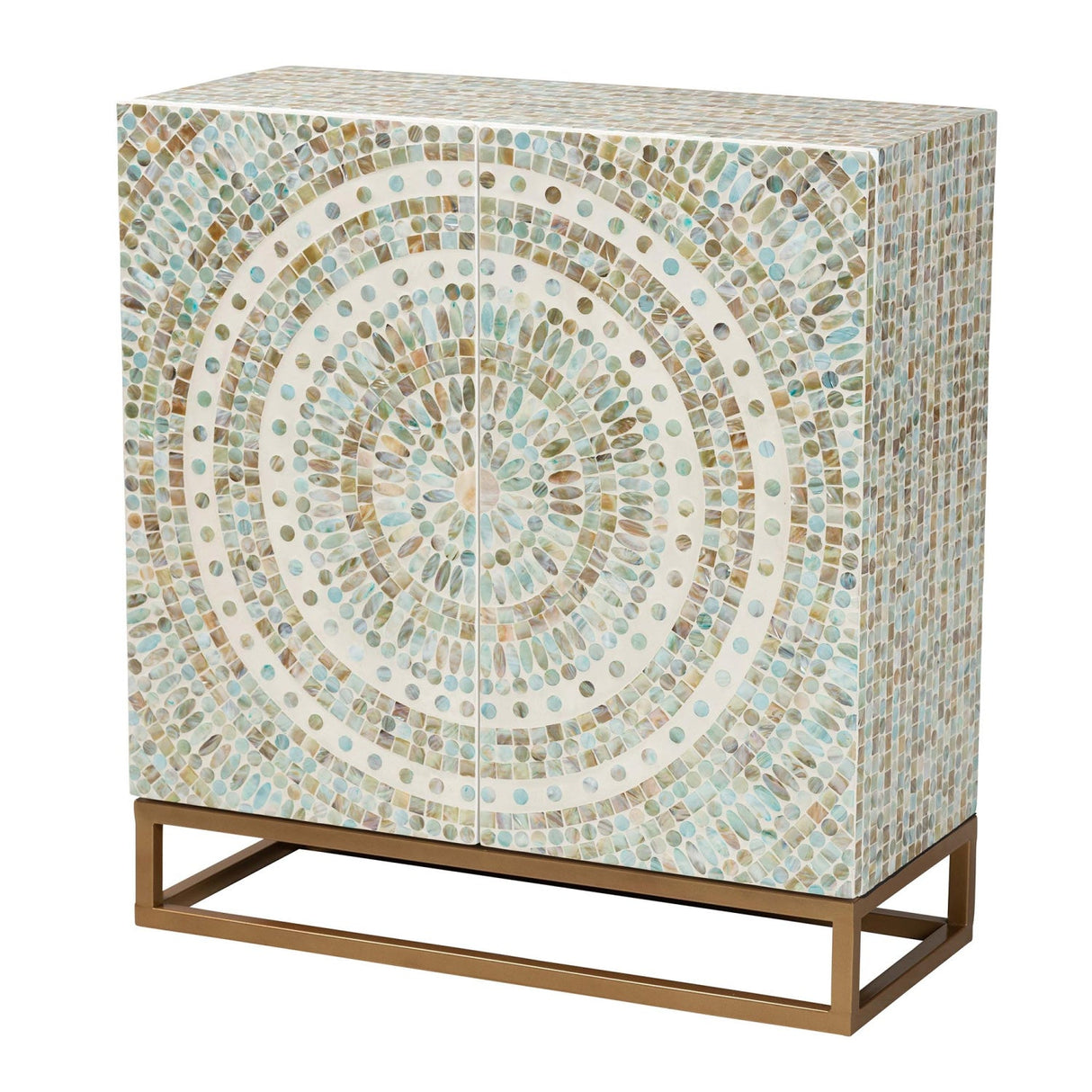 Modern European furniture - Multicolored Mother Of Pearl Cabinet - www.oroa.com | Oroa.com