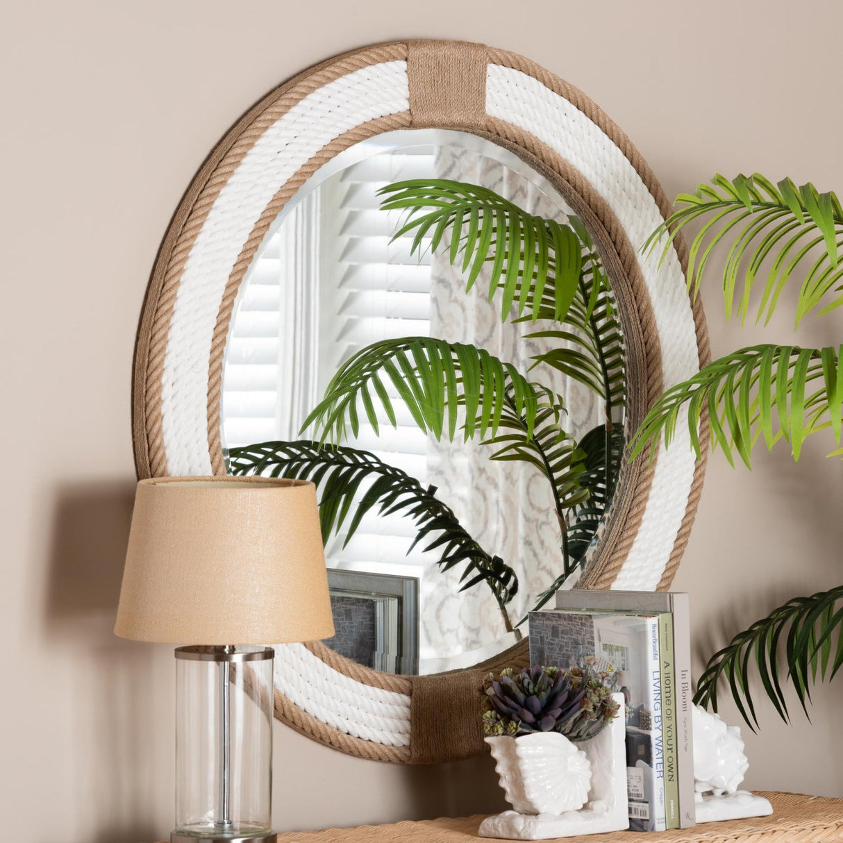 Modern European furniture - Round Woven Jute Mirror - www.oroa.com