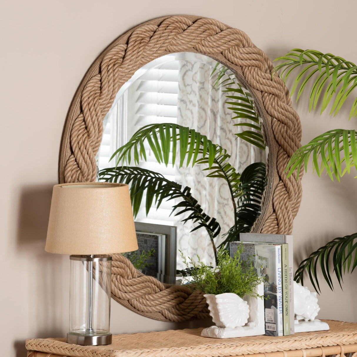 Contract furniture - Braided Rope Round Boho Mirror - www.oroatrade.com | Oroa.com
