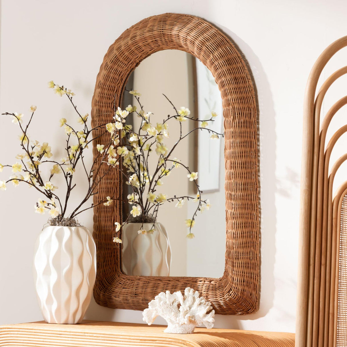 Modern European furniture - Arched Wicker Wall Mirror - www.oroa.com | Oroa.com