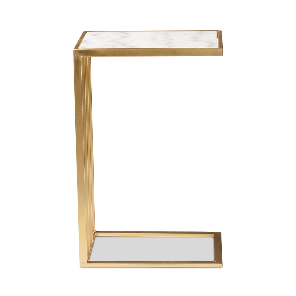 Modern European furniture - Gold C Shaped Marble End Table - www.oroa.com | Oroa.com
