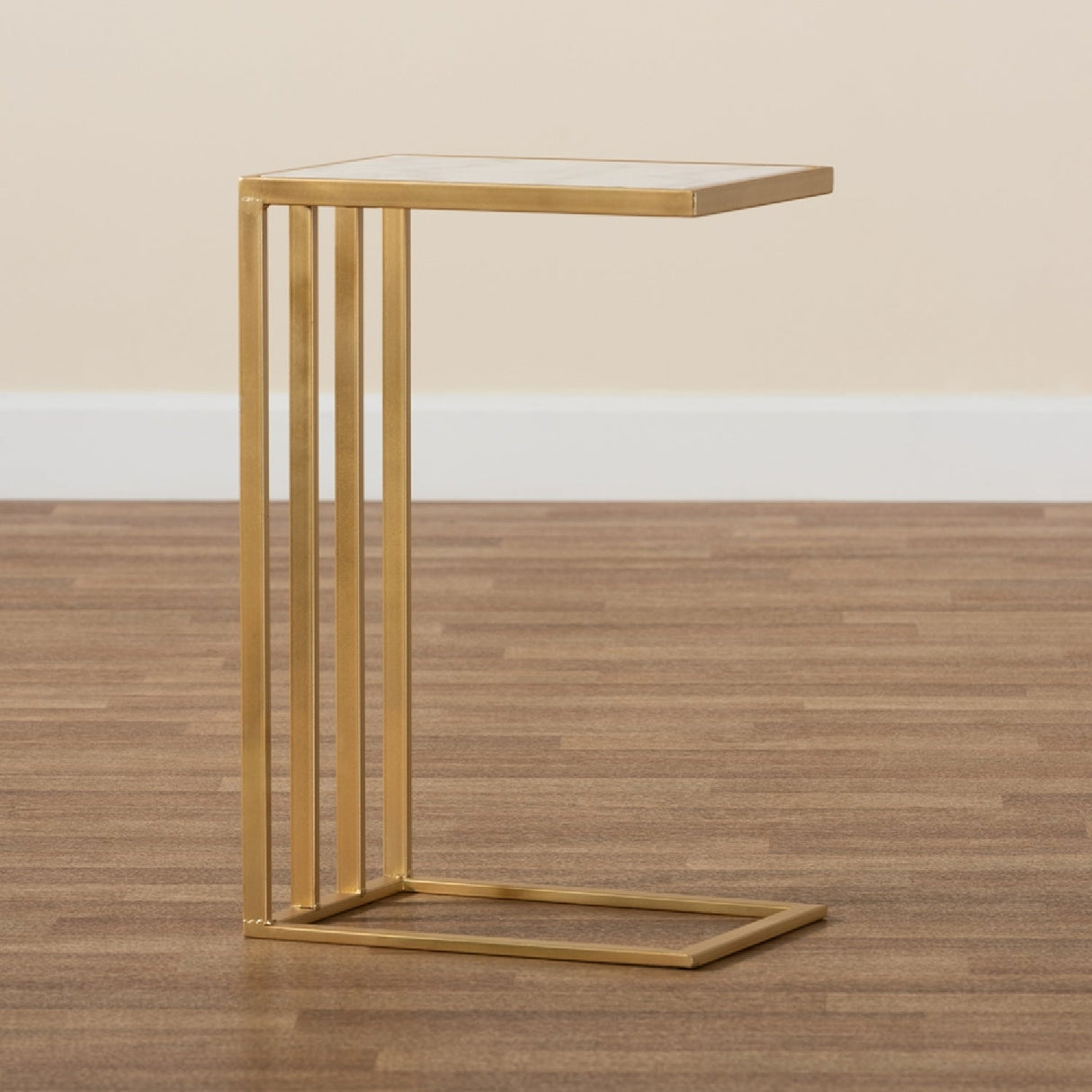 Gold C Shaped Marble End Table | Bali Loom Parkin | Oroa.com