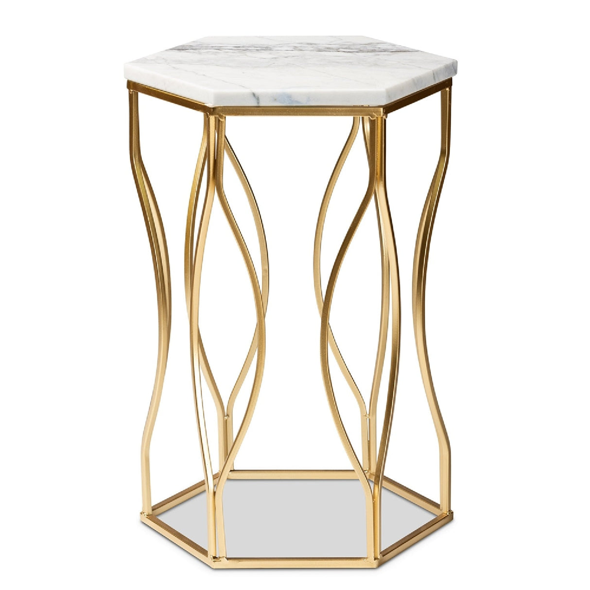 Modern European furniture - Hexagonal Marble End Table - www.oroa.com | Oroa.com