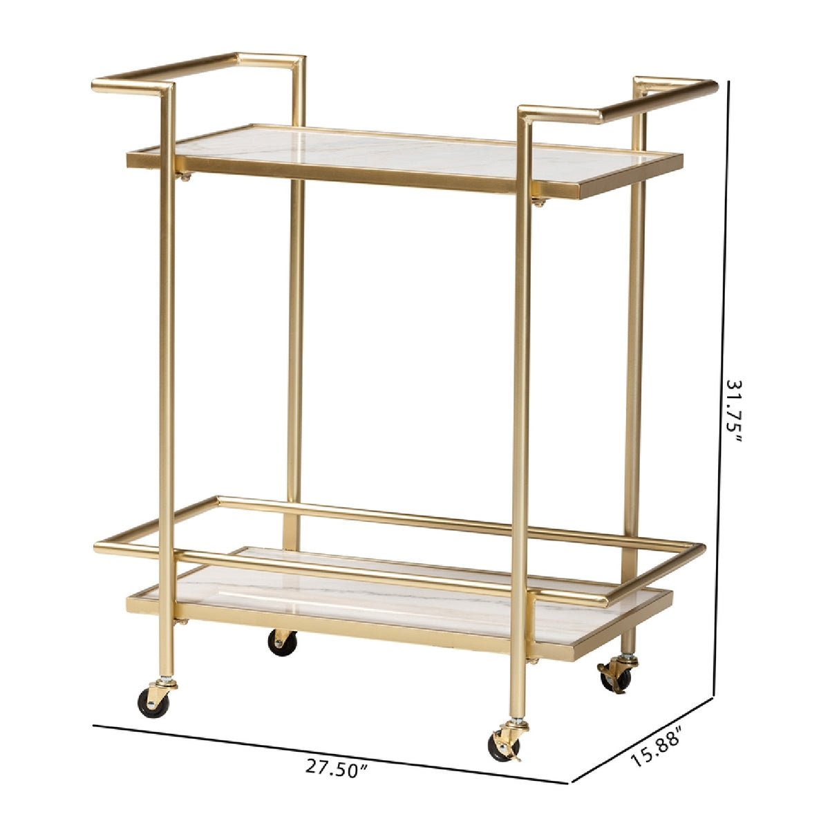Gold-Framed Marble Wine Cart | Bali Loom Louise