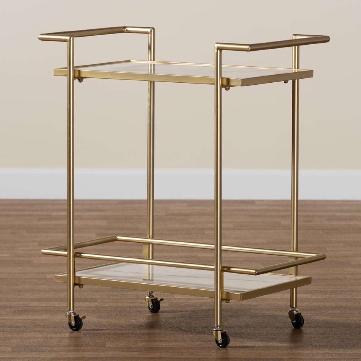 Gold-Framed Marble Wine Cart | Bali Loom Louise