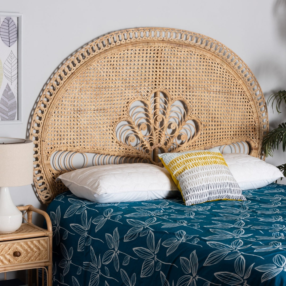 Modern European furniture - Rattan Bohemian Quuen Size Headboard - www.oroa.com