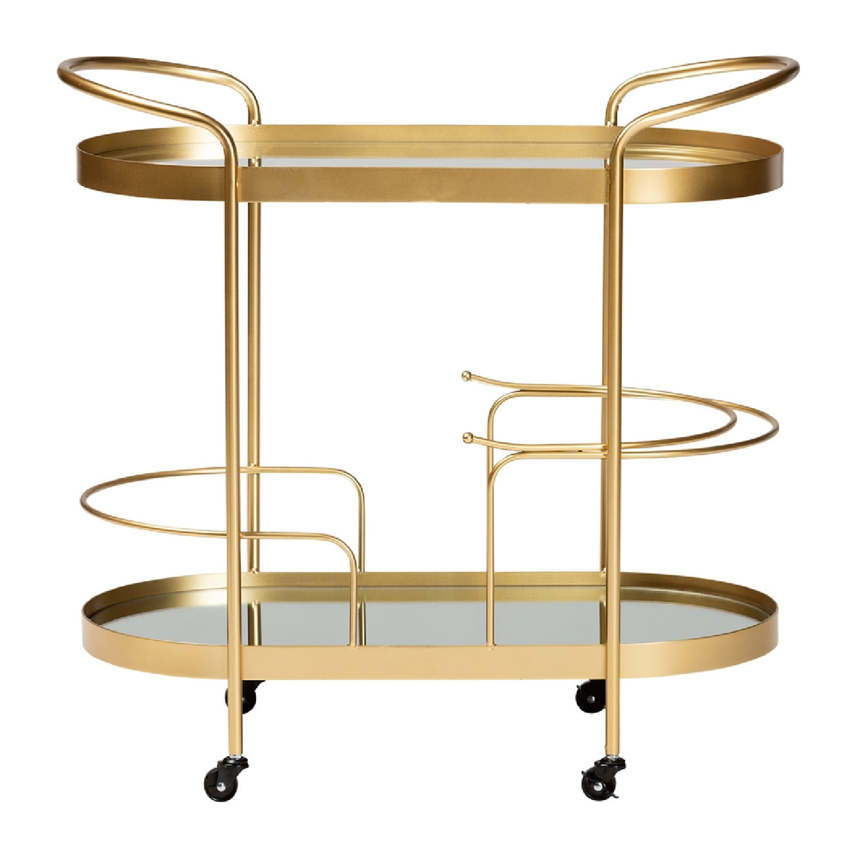 Modern European furniture - Brushed Gold Wine Bar Cart - www.oroa.com