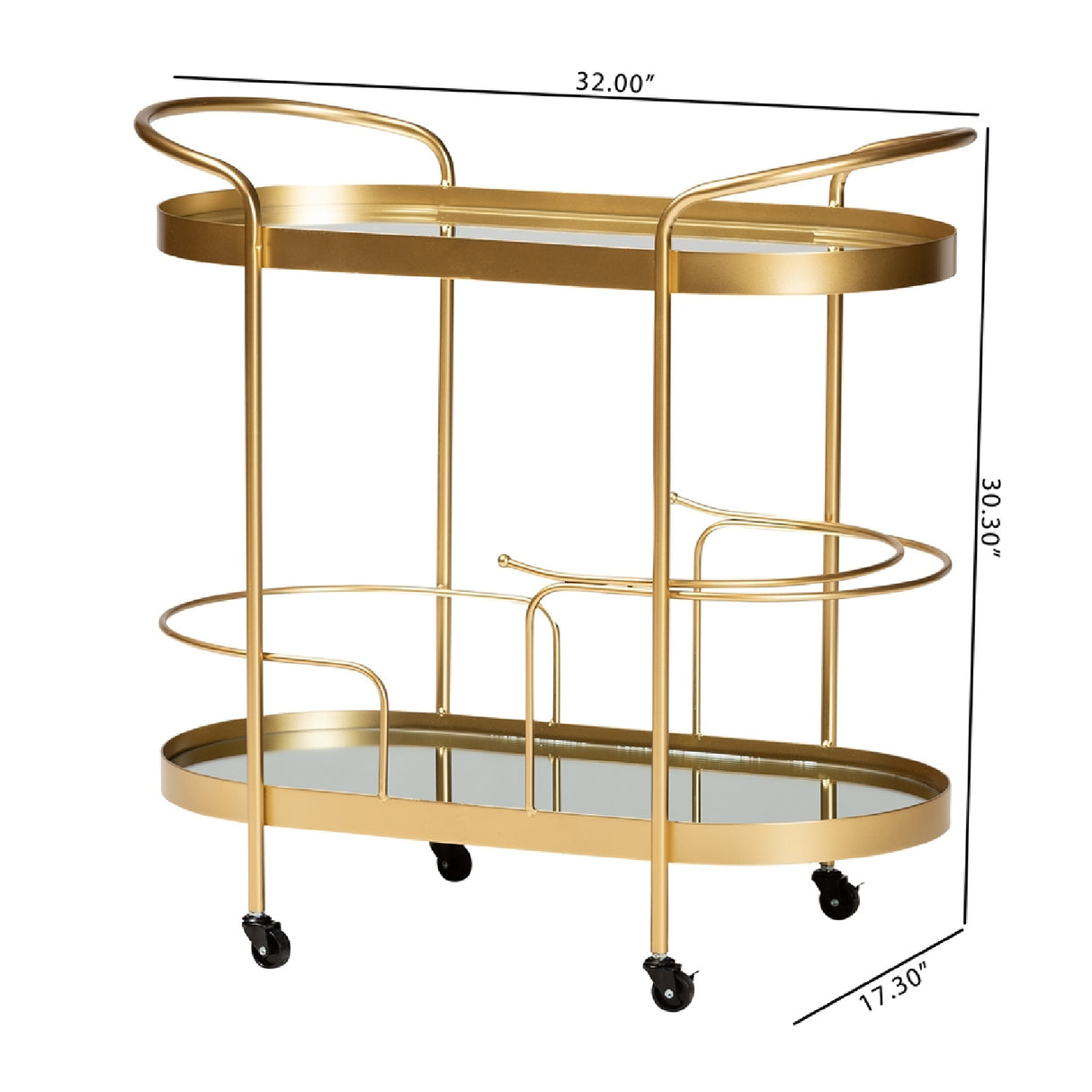 Modern European furniture - Brushed Gold Wine Bar Cart - www.oroa.com