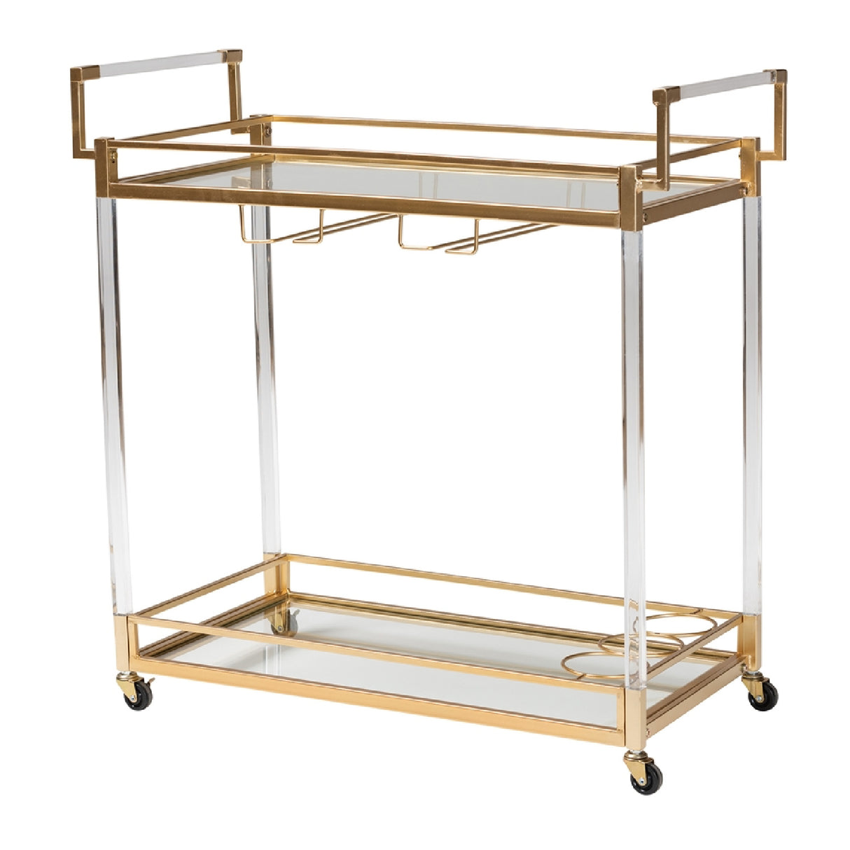 Modern European furniture - Gold & Glass Wine Cart - www.oroa.com