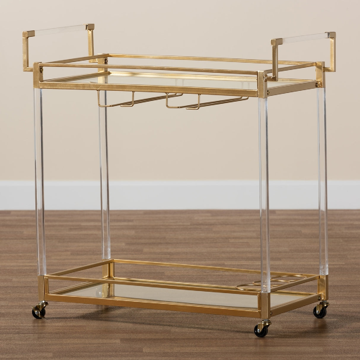 Modern European furniture - Gold & Glass Wine Cart - www.oroa.com