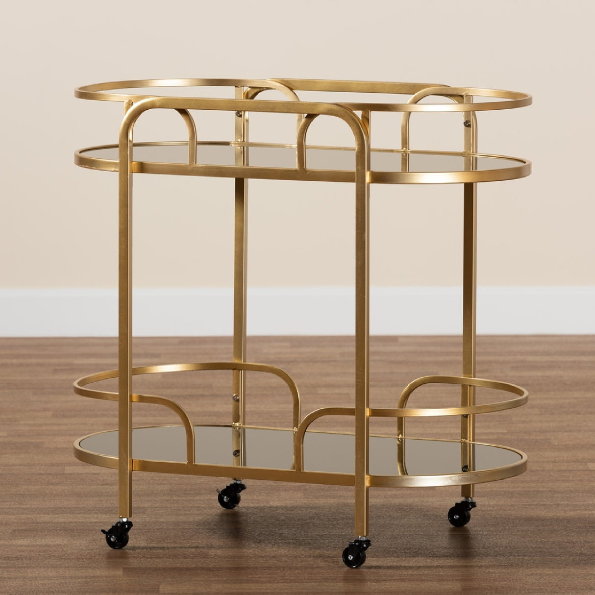 Gold 2-Tier Wine Cart | Bali Loom Leighton