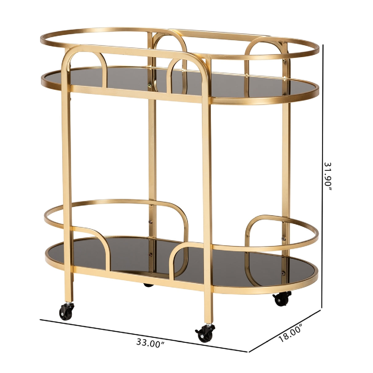 Gold 2-Tier Wine Cart | Bali Loom Leighton