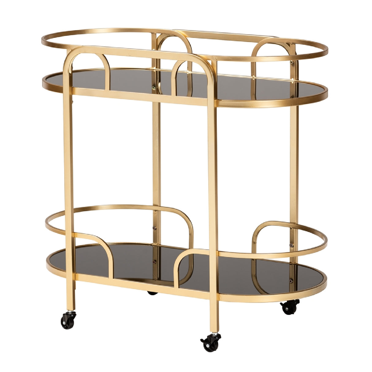 Gold 2-Tier Wine Cart | Bali Loom Leighton