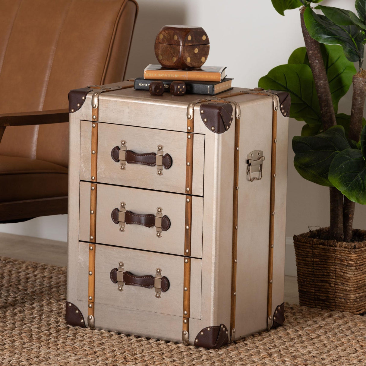 Modern European furniture - Vintage Bronze 3 Drawer Cabinet - www.oroa.com | Oroa.com