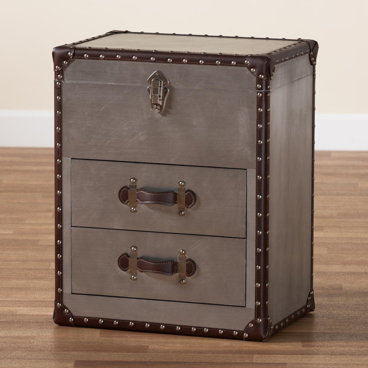 Modern European furniture - Vintage Silver 2 Drawer End Table - www.oroa.com | Oroa.com