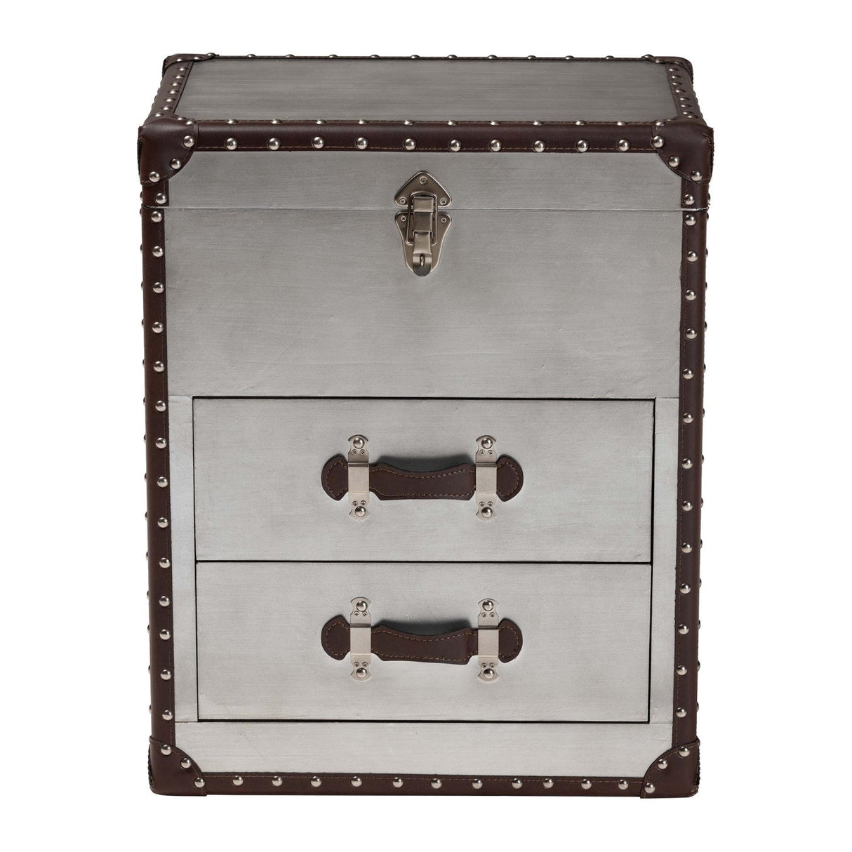 Modern European furniture - Vintage Silver 2 Drawer End Table - www.oroa.com | Oroa.com