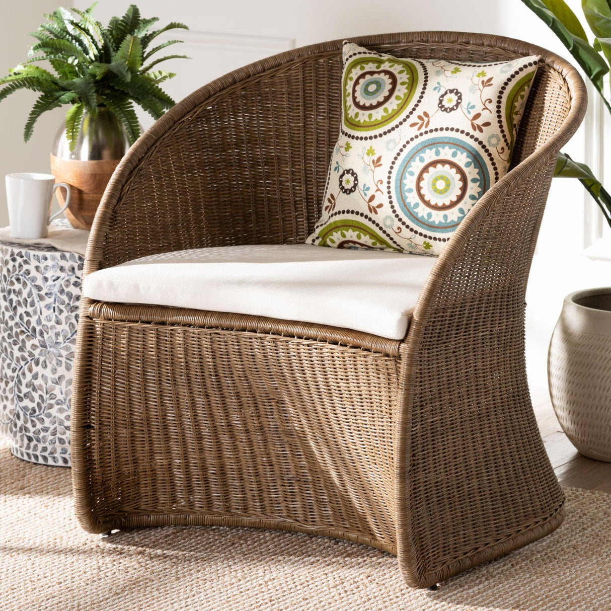 Modern European furniture - Graywashed Rattan Accent Chair - www.oroa.com