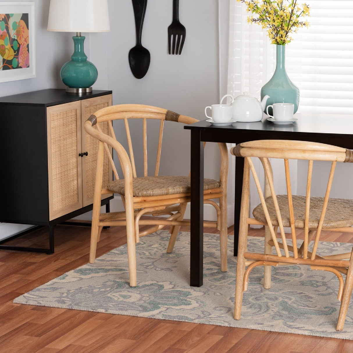 Modern European furniture - Rattan Spindle Back Dining Chair - www.oroa.com