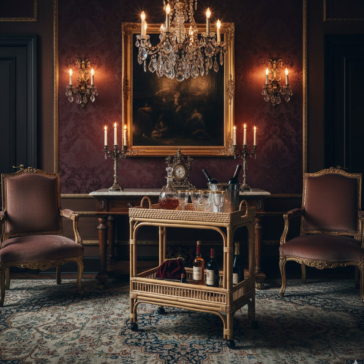 Modern European furniture - Woven Rattan Wine Cart - www.oroa.com