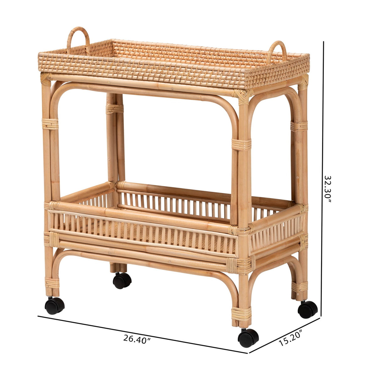 Modern European furniture - Woven Rattan Wine Cart - www.oroa.com