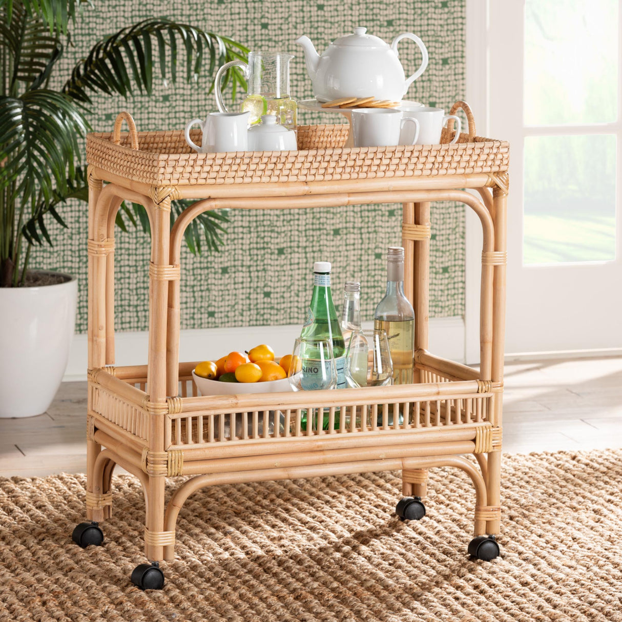 Modern European furniture - Woven Rattan Wine Cart - www.oroa.com