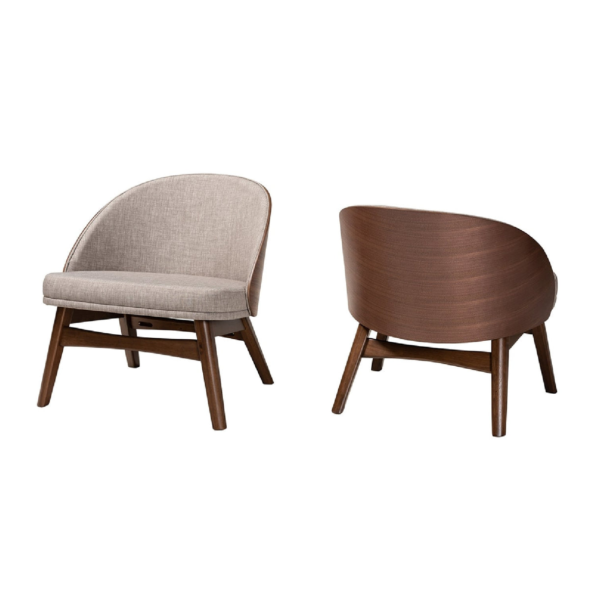 Modern European furniture - Walnut Framed Curved Accent Chairs 2 - www.oroa.com
