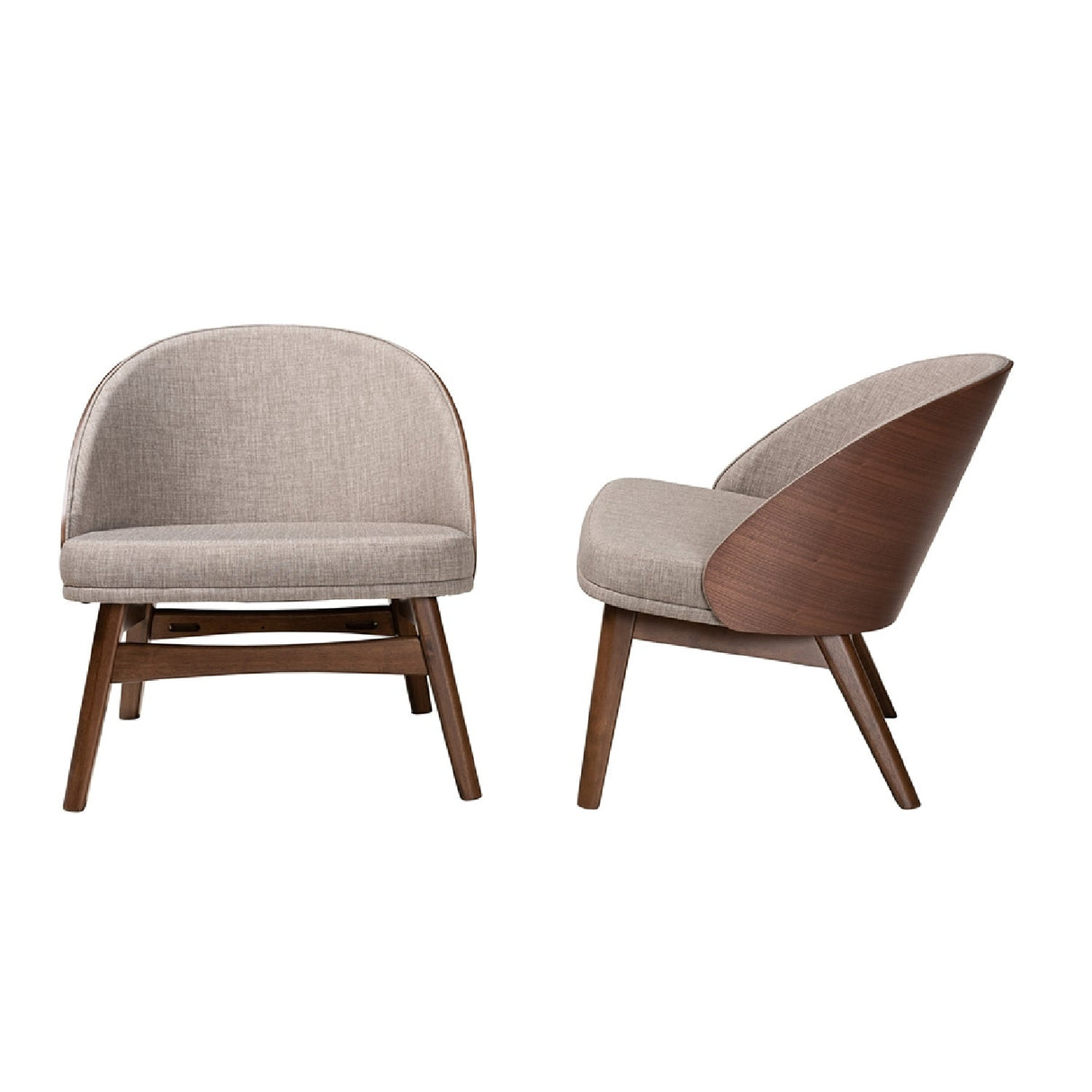 Modern European furniture - Walnut Framed Curved Accent Chairs 2 - www.oroa.com